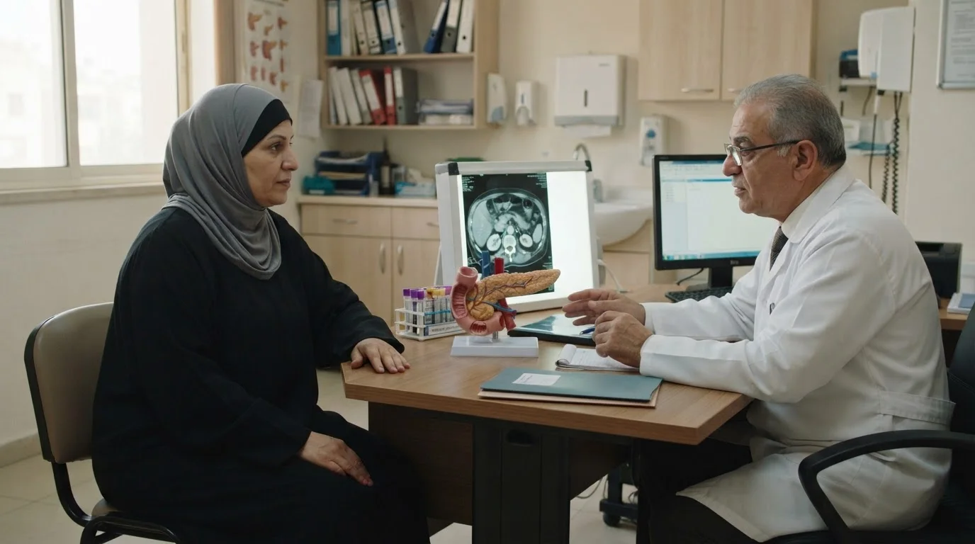 أمراض البنكرياس الشائعة: من التهاب البنكرياس إلى القصور الإفرازي — عرض لأهم أمراض البنكرياس الشائعة، أسبابها، أعراضها، وأهمية تعديل نمط الحياة في الإدارة العلاجية.