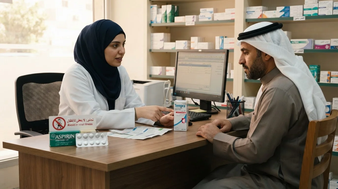 متلازمة راي: خطر استخدام الأسبرين في عدوى الأطفال الفيروسية — توعية بمخاطر متلازمة راي المرتبطة باستخدام الأسبرين لدى الأطفال بعد العدوى الفيروسية.