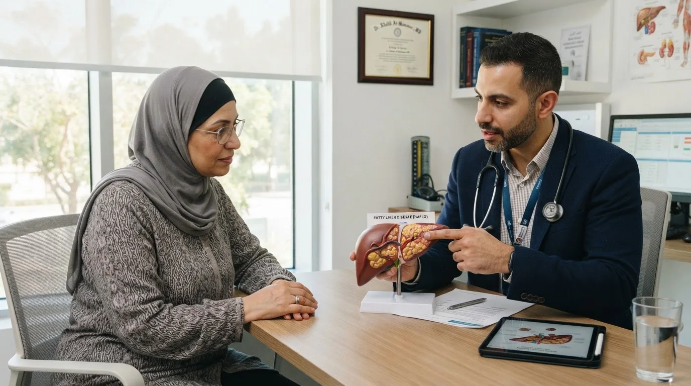 دليل المريض للتعايش مع الكبد الدهني المرتبط بالاستقلاب (MASLD): من التشخيص إلى التعافي — دليل شامل حول التعايش مع الكبد الدهني المرتبط بالاستقلاب وأهمية التشخيص المبكر.