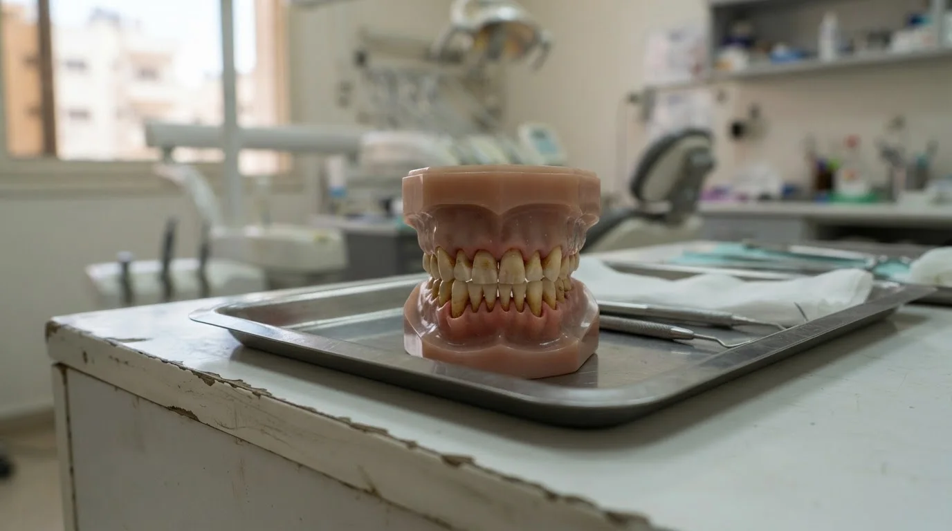 انحسار اللثة وانكشاف جذور الأسنان: الأسباب والعلاج — The article explains the causes of gum recession, the risks of exposed tooth roots, and available solutions to stop gum decline.