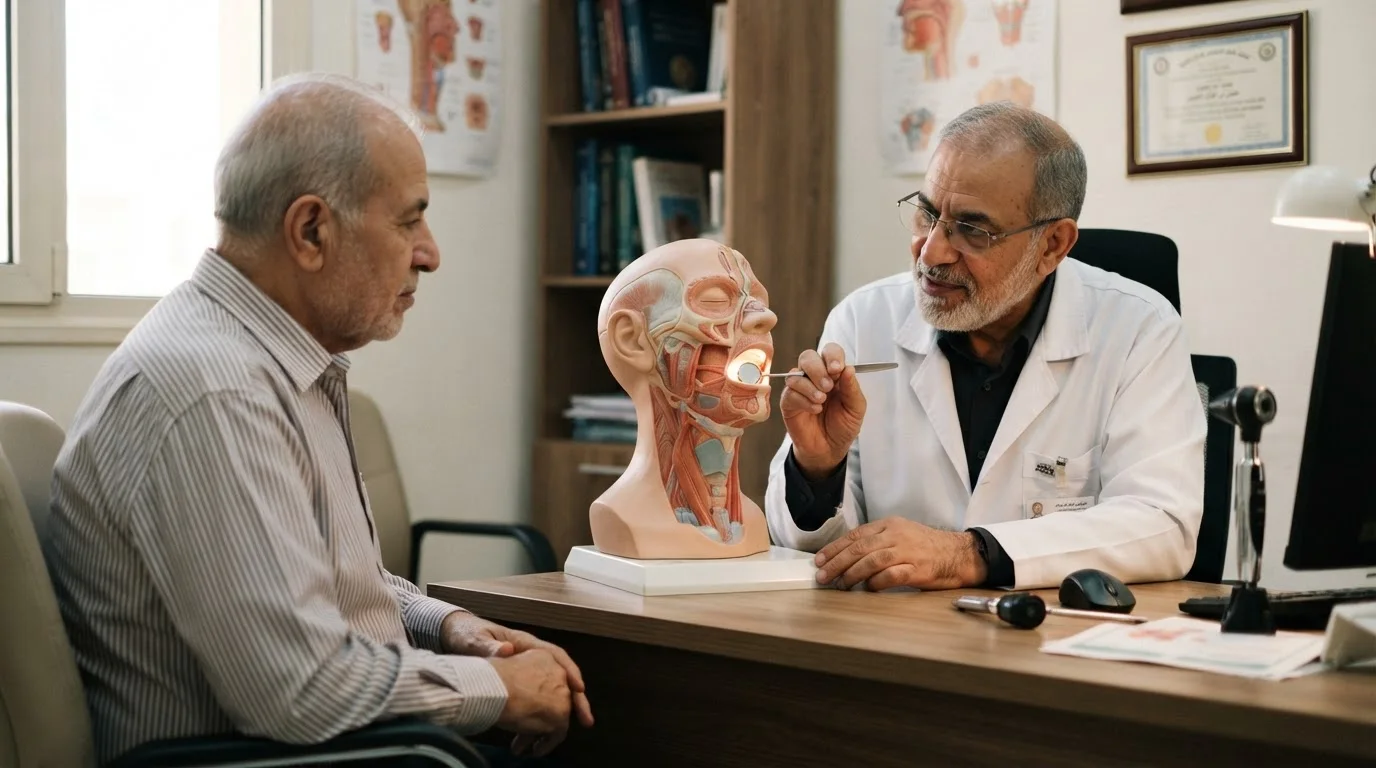 سرطان الحنجرة والبلعوم: علامات الإنذار، التشخيص، وخيارات العلاج — دليل توعوي يوضح علامات سرطان الحنجرة والبلعوم المبكرة وأهمية الكشف المبكر والخيارات العلاجية.