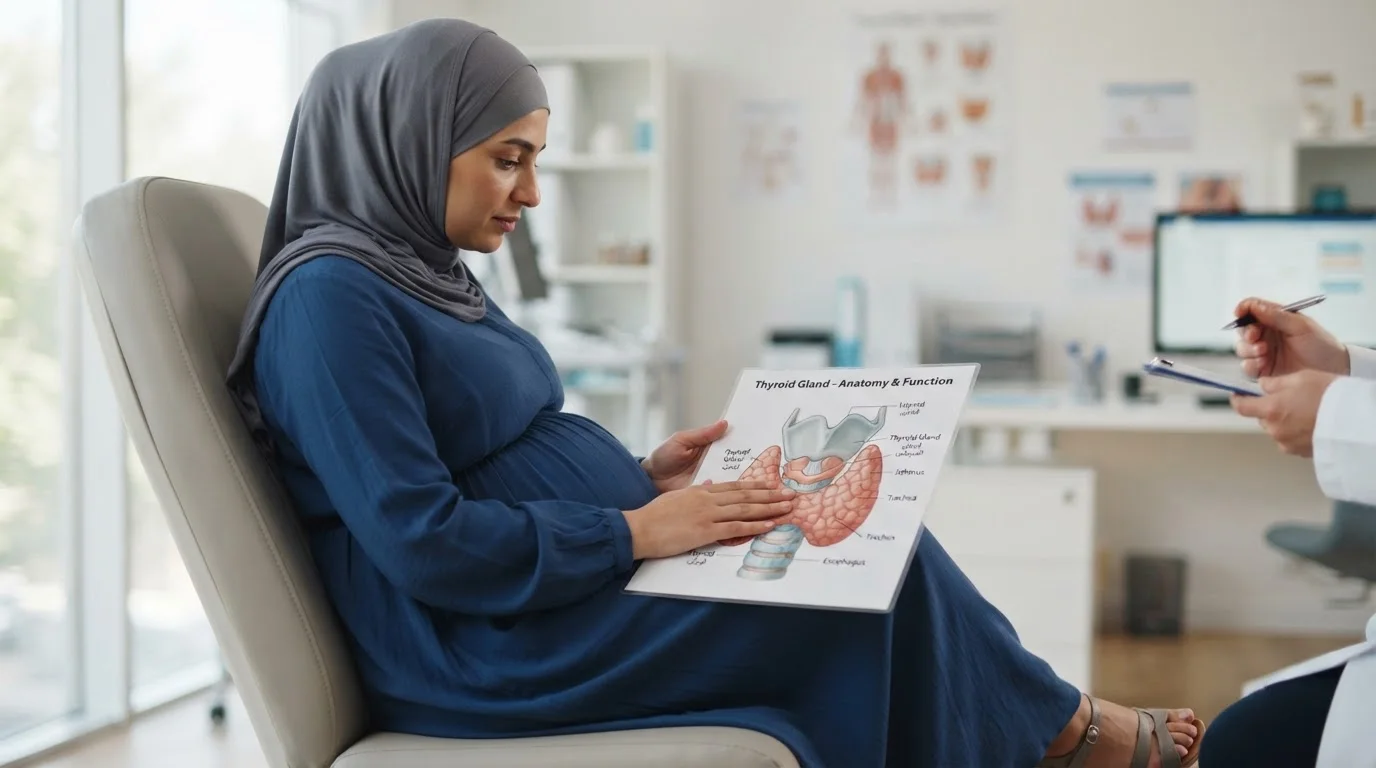 اضطرابات الغدة الدرقية في الحمل: التشخيص، العلاج، وتأثيرها على الأم والجنين — توضيح تأثير اضطرابات الغدة الدرقية خلال الحمل وكيفية تشخيصها وإدارتها لحماية الأم والجنين.