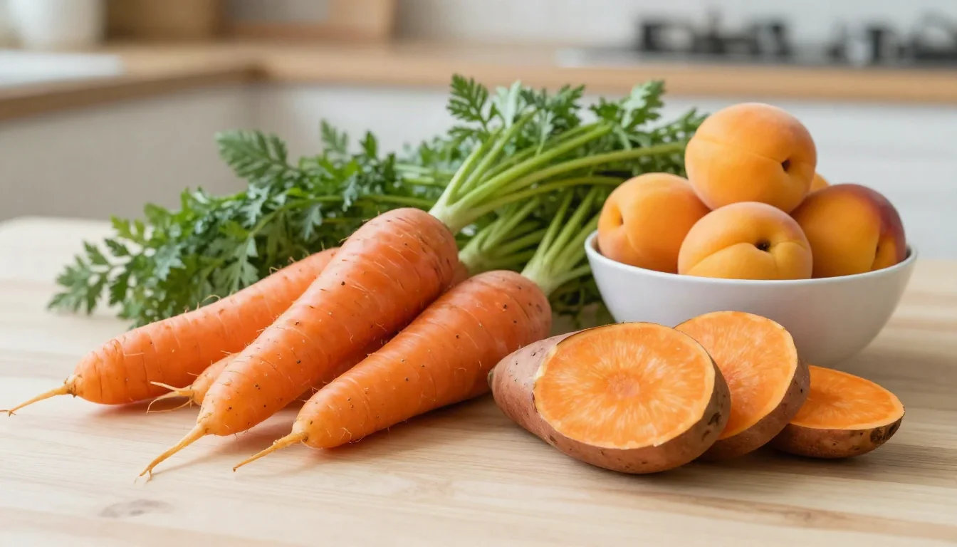 فيتامين أ: أهميته للصحة، مصادره الغذائية، ومخاطر النقص والزيادة — An overview of Vitamin A's benefits for vision and immune health, its natural sources, and the risks of deficiency or excess.