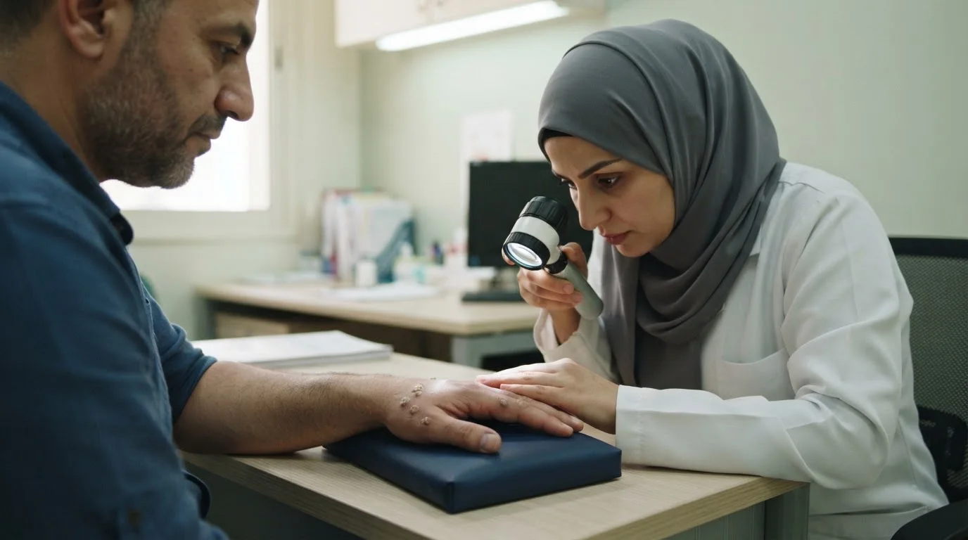 الثآليل الجلدية: أنواعها وعلاج ثآليل اليدين والقدمين — A guide on types of skin warts, their causes, and available medical treatment options.