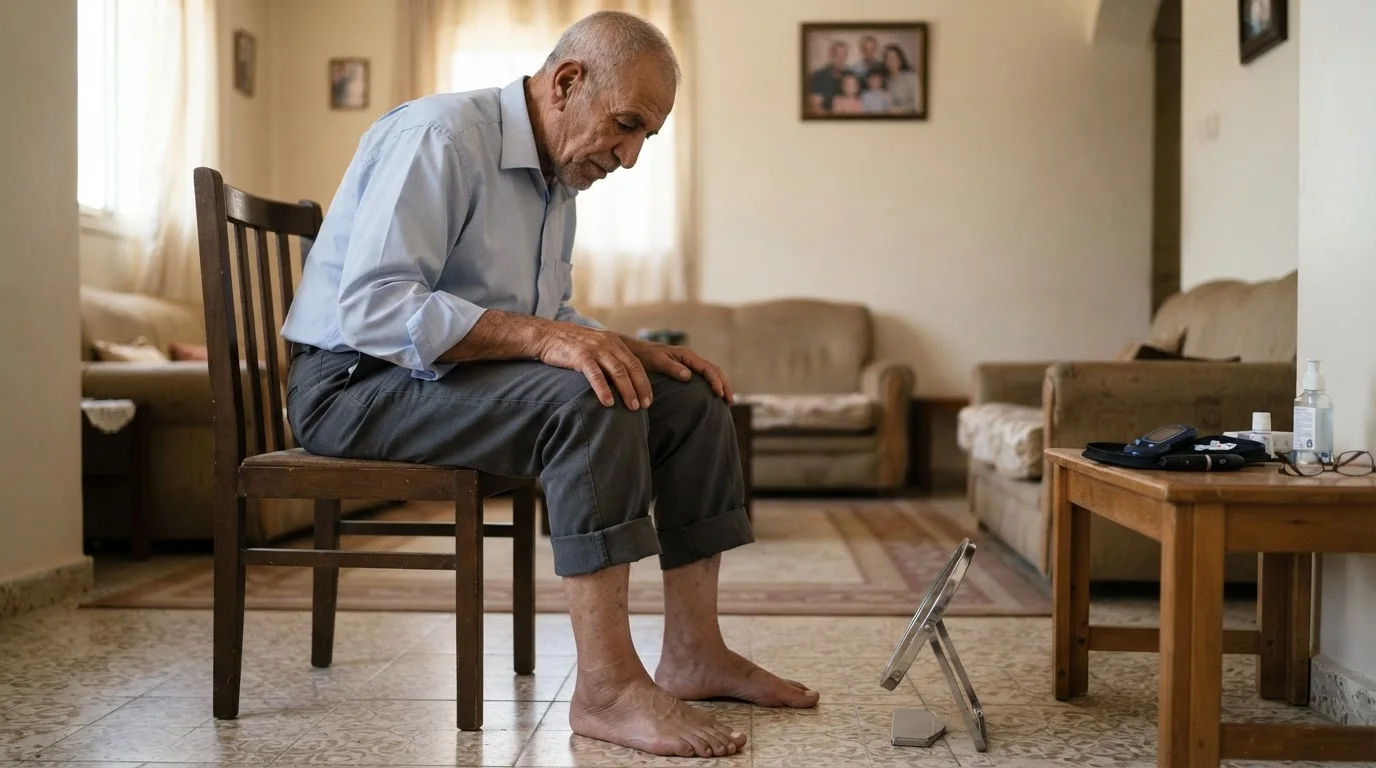القدم السكرية: فحص يومي يمنع القرحة والبتر — This article explains the importance of daily diabetic foot checks to prevent ulcers and infection, with tips for care and avoiding complications.