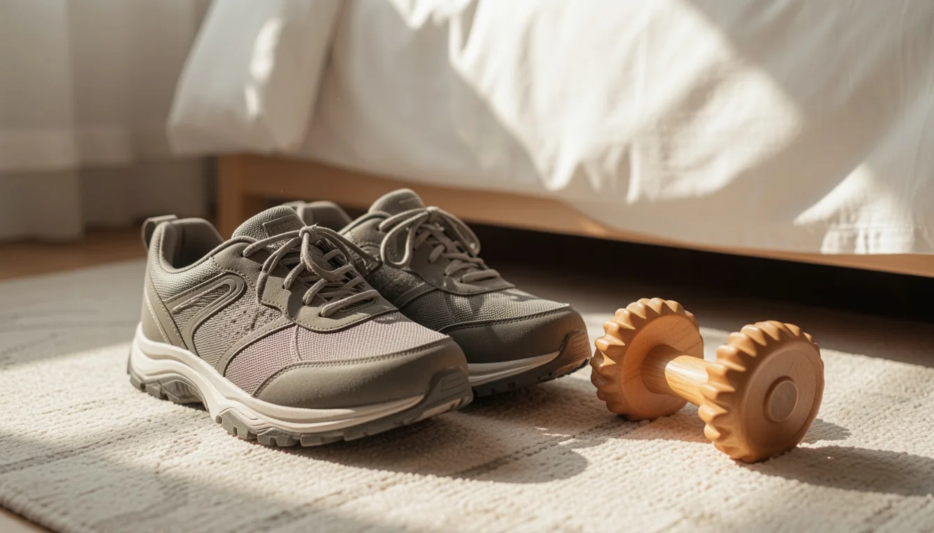 التهاب اللفافة الأخمصية: ألم الكعب عند أول خطوة صباحًا — Causes of heel pain upon waking and methods for managing and relieving plantar fasciitis.
