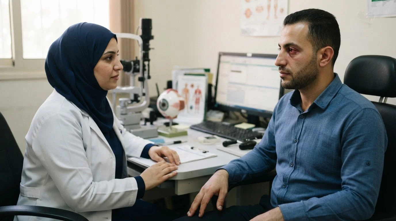 التهاب ملتحمة العين: متى يكون معديًا ومتى يحتاج مضادًا؟ — دليل لتحديد أسباب احمرار العين المعدية وغير المعدية، وكيفية التمييز بينها وتحديد الحاجة للمضاد.