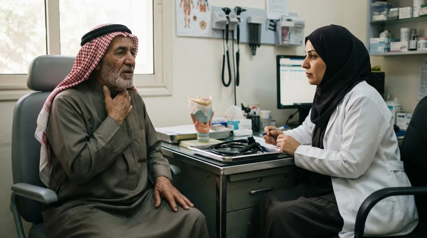 بحة الصوت المستمرة: متى تحتاج منظار الحنجرة؟ — دليل للتعامل مع بحة الصوت المستمرة ومتى يتطلب الأمر إجراء فحص منظار للحنجرة للكشف عن المسببات.