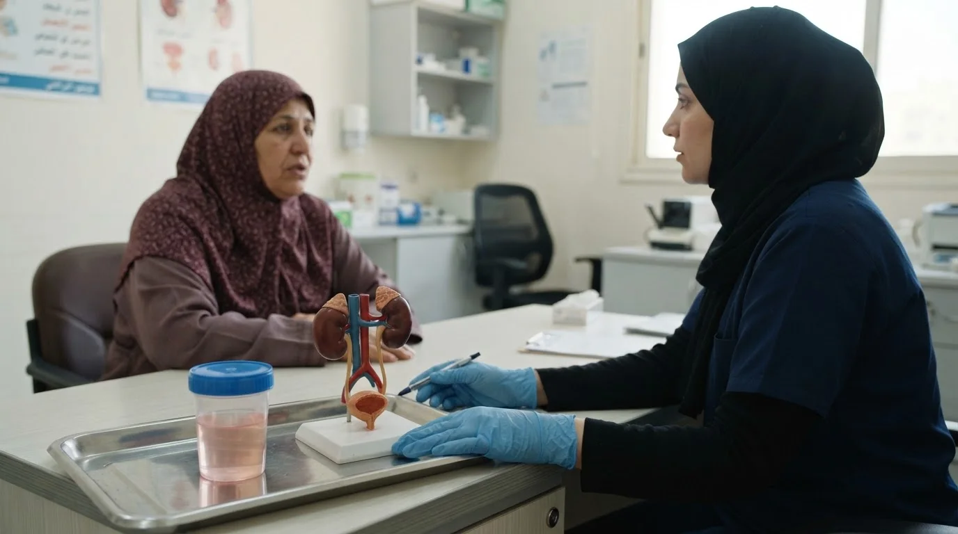 دم في البول: لماذا يحتاج تقييمًا حتى إذا ظهر مرة واحدة؟ — استعراض لأسباب ظهور الدم في البول وضرورة إجراء فحص طبي دقيق لتحديد المصدر.