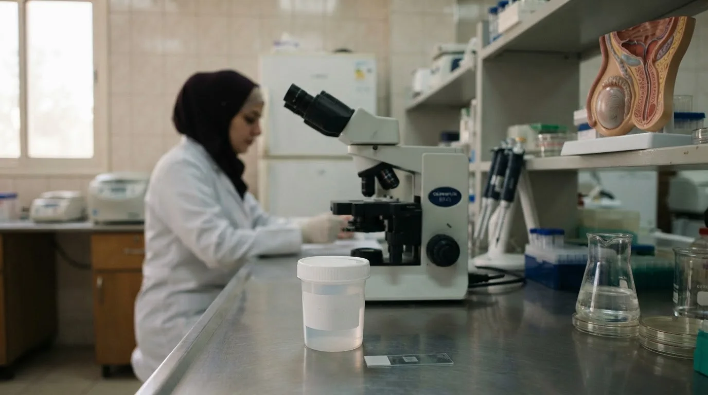 عقم الرجل: تحليل السائل المنوي والهرمونات والدوالي والعلاج — نظرة شاملة على مسببات عقم الرجل وطرق تشخيصه المعتمدة لتقييم الصحة الإنجابية.