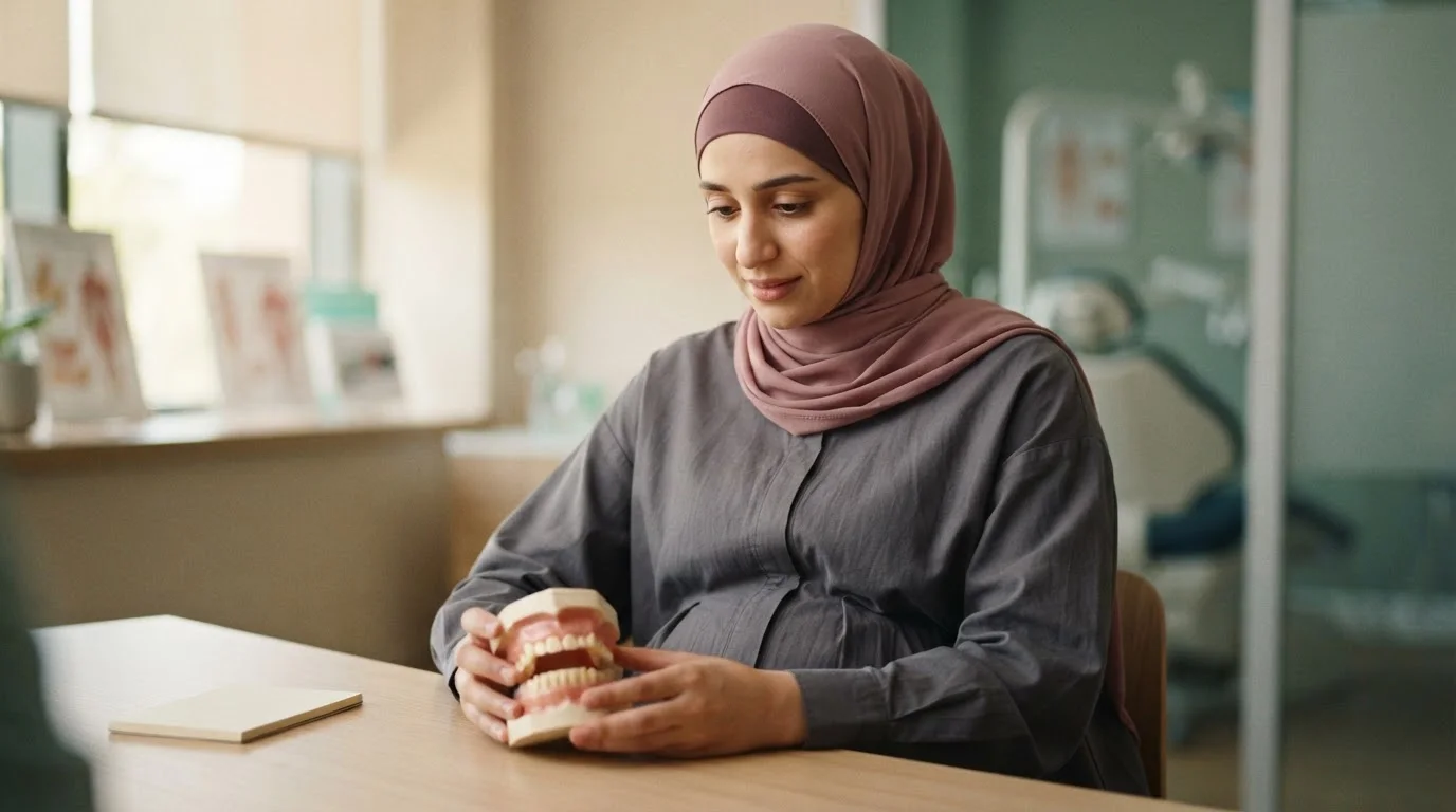 صحة الأسنان أثناء الحمل: علاج آمن للثة والتسوس والألم — توضيح لأهمية العناية بصحة الأسنان أثناء الحمل وكيفية التعامل مع مشاكل اللثة بأمان.