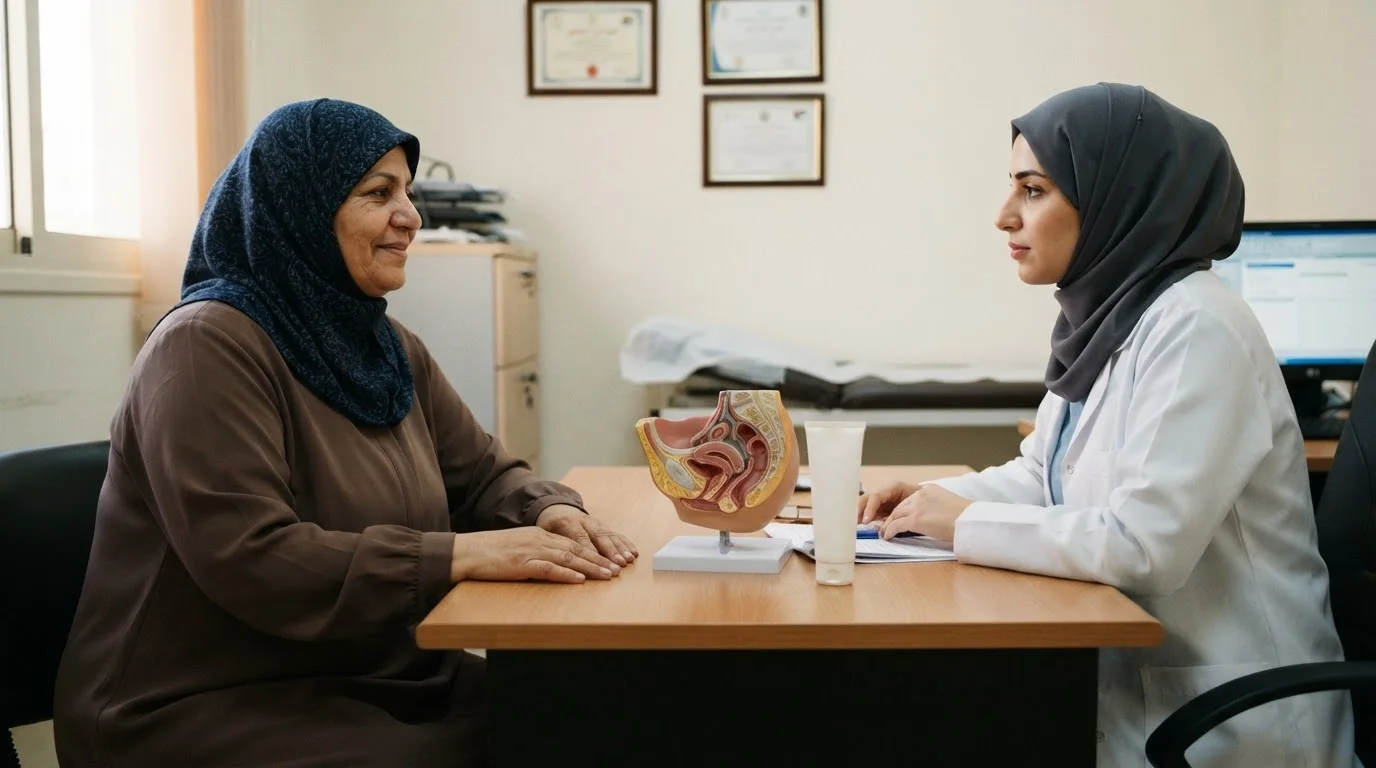 جفاف المهبل بعد سن اليأس: الأسباب والعلاج الموضعي الآمن — دليل حول أسباب جفاف المهبل ونقص المرونة بعد سن اليأس، مع التركيز على خيارات العلاج الموضعي الآمن.