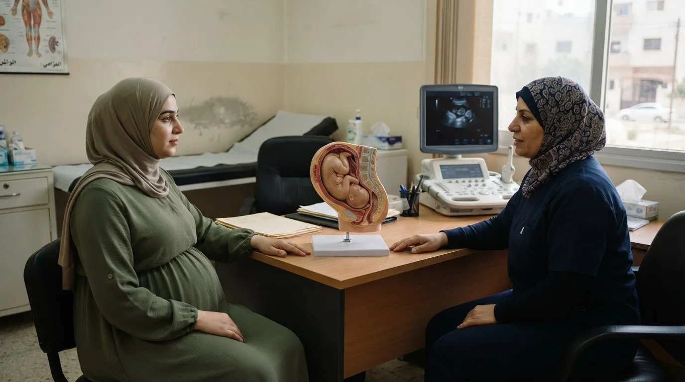 المشيمة المنزاحة: نزف الحمل المتأخر وخطة الولادة — توضيح لموقع المشيمة القريب من عنق الرحم وتأثيراته على نزيف الحمل المتأخر وخطط الولادة الآمنة.