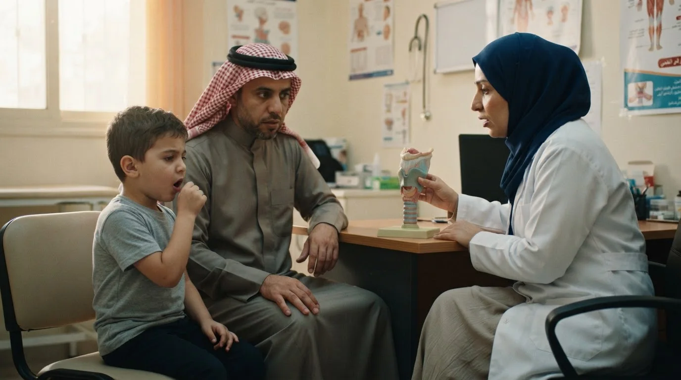 الخناق الفيروسي عند الأطفال: السعال النباحي والصفير الشهيقي — يوضح الدليل أسباب التهاب الحنجرة الفيروسي لدى الصغار وكيفية التمييز بين الأعراض الشائعة والطارئة.
