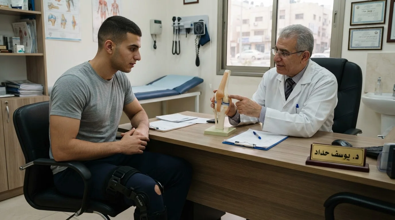 تمزق الرباط الصليبي الأمامي: صوت فرقعة وعدم ثبات الركبة — معلومات حول تمزق أربطة الركبة، أسباب الإصابة، وكيفية التعامل مع الأعراض قبل الطبيب.