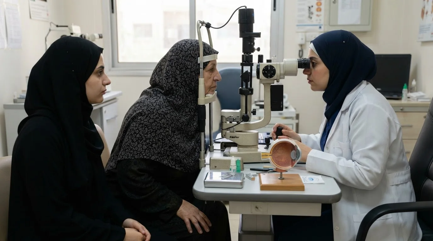 الزرق: ارتفاع ضغط العين وفقد النظر الصامت — معلومات عن مرض الزرق، مخاطر فقد النظر الصامت، طرق فحص العين، وإدارة ضغط العين المزمن.