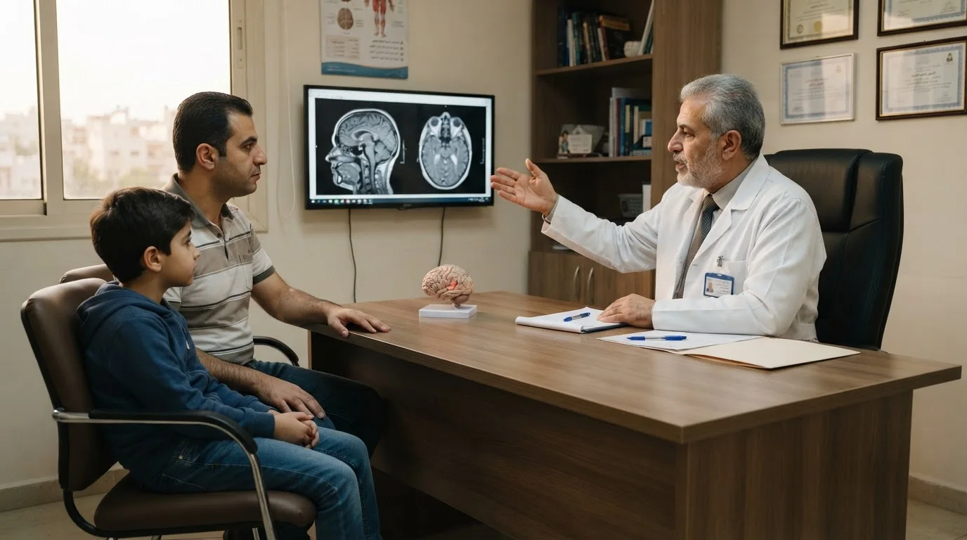 أورام الدماغ لدى الأطفال: التشخيص، العلاج، ودعم الأسرة — دليل حول أعراض وتشخيص أورام الدماغ لدى الأطفال، مع التأكيد على أهمية الدعم الأسري والطبي.