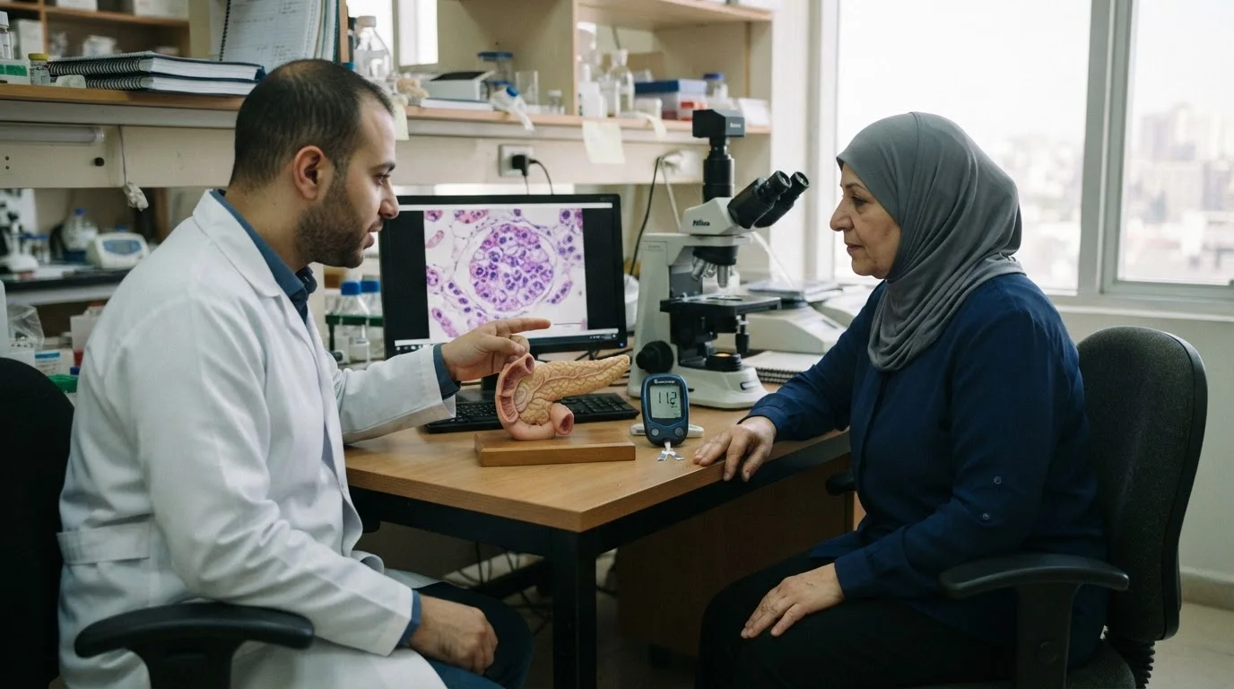 زراعة خلايا البنكرياس الجزرية: أمل جديد لمرضى السكري من النوع الأول — شرح لتقنية زراعة خلايا البنكرياس الجزرية كأمل علاجي لمرضى السكري النوع الأول الذين يصعب ضبط سكرهم.