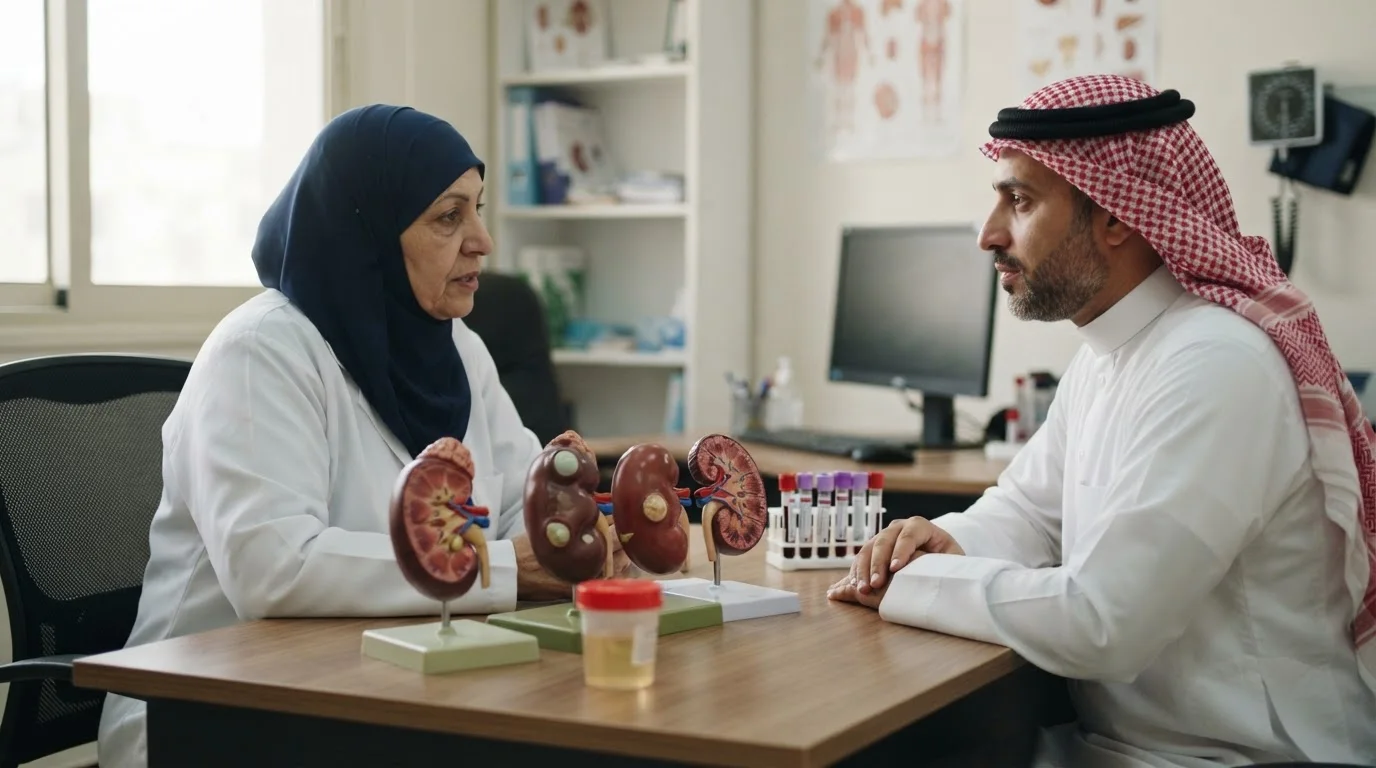 أمراض الكلى: كيف تختلف العدوى والحصوات والقصور الحاد والمزمن؟ — مقارنة توضيحية بين مختلف أمراض الكلى، من العدوى والحصوات إلى قصور الكلى الحاد والمزمن.